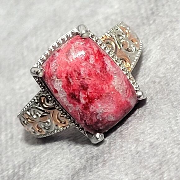 Norwegian Thulite Solitare Ring - Picture 1 of 14